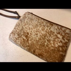 ONE OF A KIND Leather Trimmed Cowhide Clutch